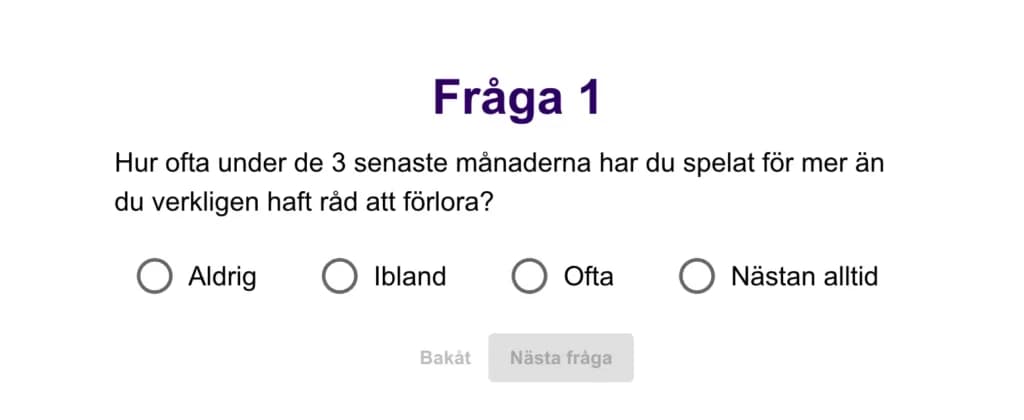 Första frågan i Stödlinjens självtest