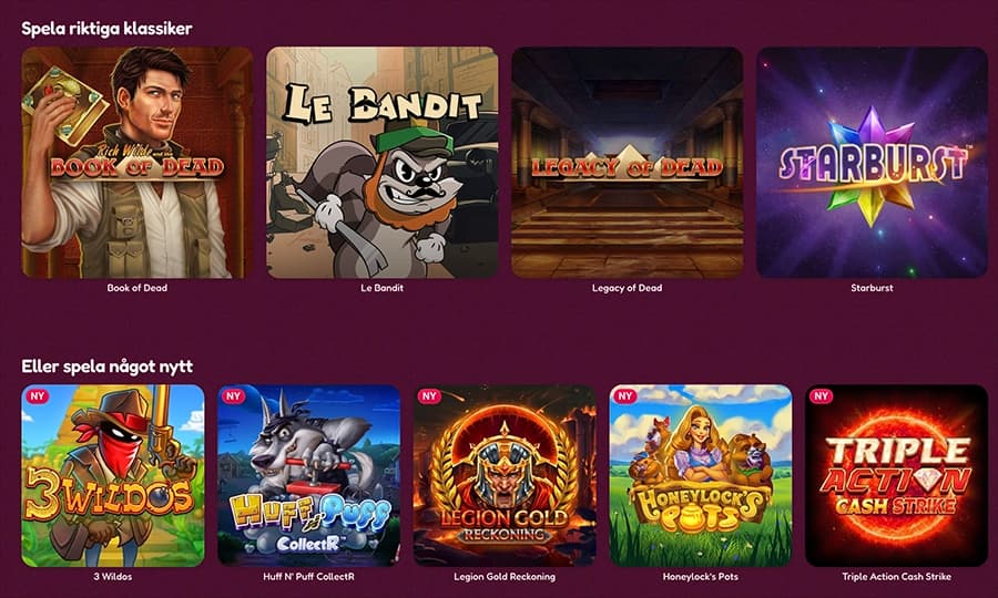 Spelutbud och slots hos Snurr Casino