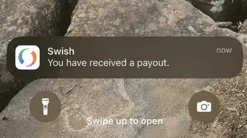 Swish utbetalning notifikation