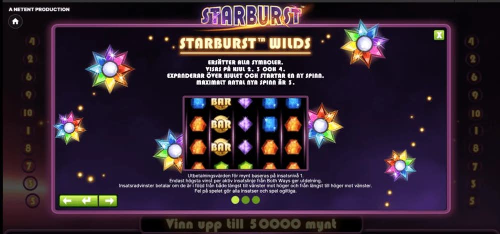 Starburst feature wild re-spins