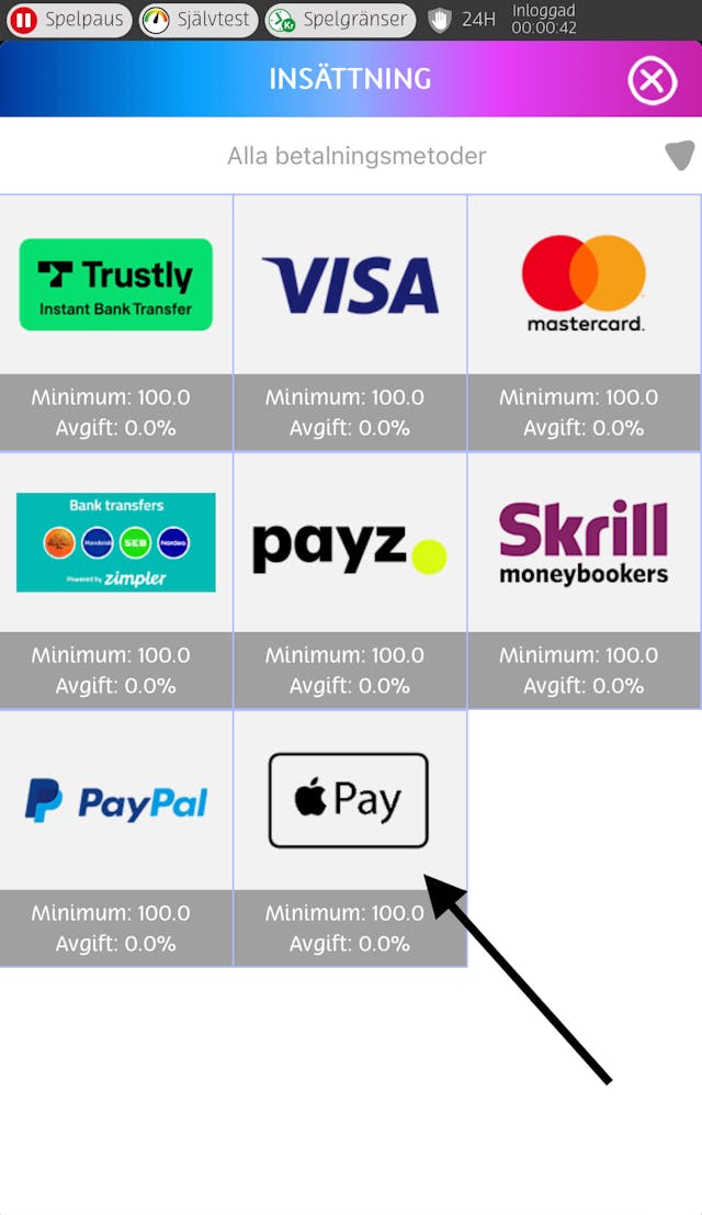 Välj Apple Pay som betalningsmetod
